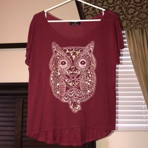 Gold and Maroon Owl Top